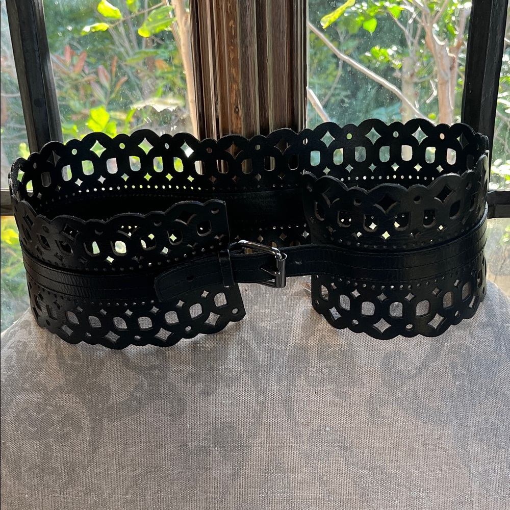 Elegant Black Laser-Cut Belt